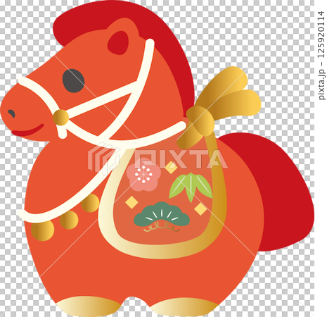 年賀2026　年賀状2026　土鈴　干支　馬　午　午年　うま年　かわいい　飾り　正月　イラスト素材 125920114
