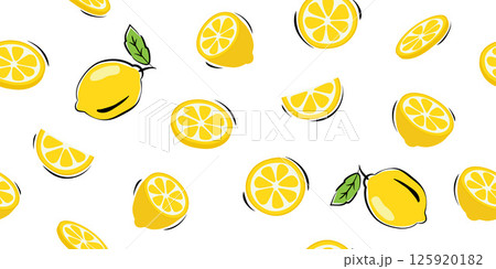 Lemonade slices seamless pattern cartoon summer background. 125920182
