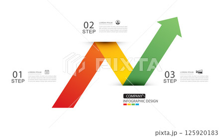 Infographics arrow from red to green layout template. Illustration business stocks abstract background. Infographics arrow from red to green layout template. Illustration business stocks abstract background. 125920183