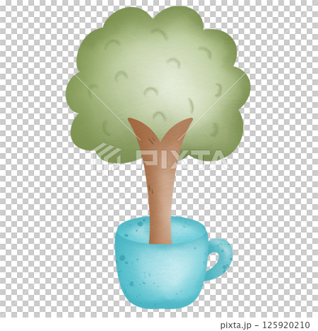 Trees grow from glass hand drawn transparency illustration 125920210