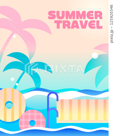 Various summer travel background illustration Various summer travel background illustration 125920346