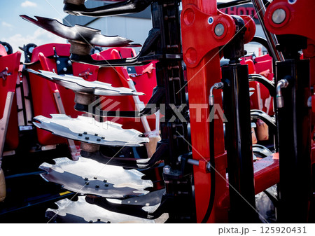 Modern agricultural machinery and equipment. Industrial details. Modern agricultural machinery and equipment. Industrial details. 125920431