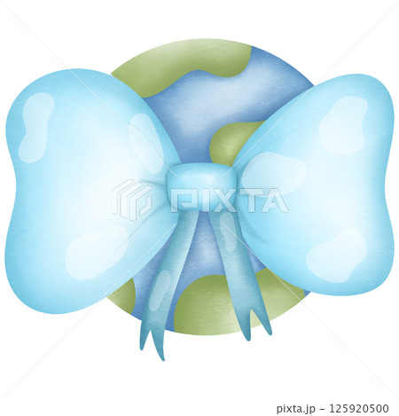 The world is tied with a blue bow hand drawn transparency illustration 125920500
