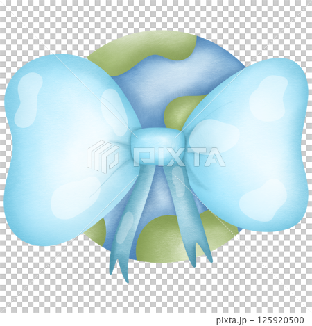 The world is tied with a blue bow hand drawn transparency illustration 125920500