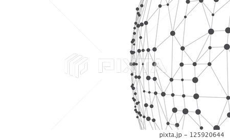 Technology background with copy space. Abstract sphere. Dots connected by lines. Minimalist mesh. Abstract polygonal shape. 125920644