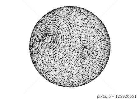 Technology abstract shape. Dots connected by lines. Minimalist mesh sphere. Abstract polygonal shape. 125920651