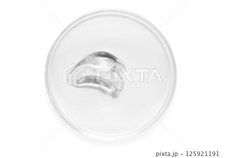 A sample of cosmetic moisturizing or anti-aging cream in a petri dish. Isolated on white A sample of cosmetic moisturizing or anti-aging cream in a petri dish. Isolated on white 125921191