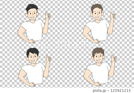 Illustration set of four handsome macho men making GOOD poses 125921213