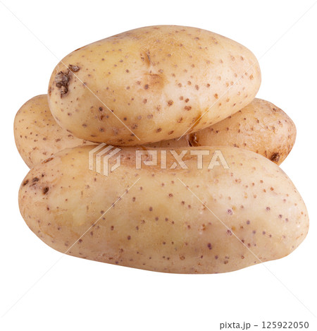 Raw potatoes isolated on white background. 125922050