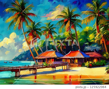 南国のビーチリゾート　イラスト 125922064