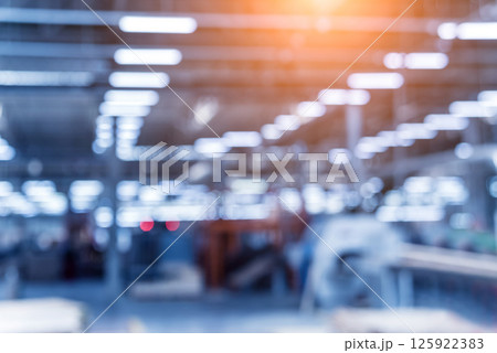 Bloored background of production line of the wooden floor factory.  125922383