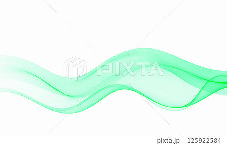 Mint colored wave. Abstract, smooth, transparent, wave design element. The mint neon-colored wave moves in a curved smoky stream. 125922584