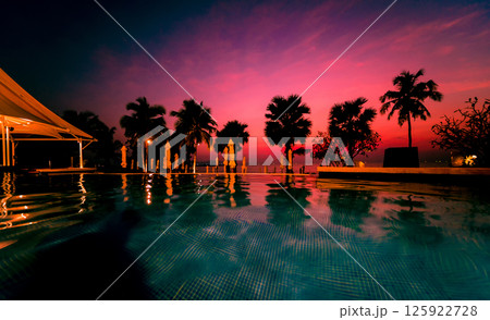 Twilight on amazing ocean tropical beach. Summer 125922728