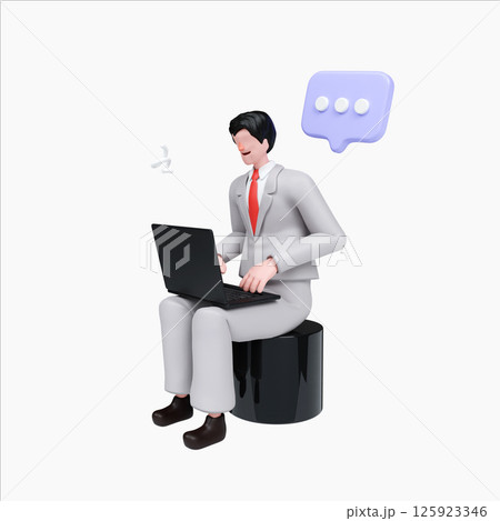 Business communication and productivity with remote working context. 3D render illustration 125923346