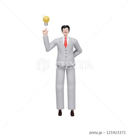 Business innovation inspiration with a businessman holding a light bulb. 3D render illustration 125923371