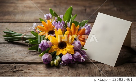 Rustic Mother's Day Bouquet with Greeting Card 125923461