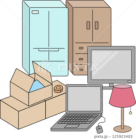 引越　不用品　遺品整理　イラストカット 125923483