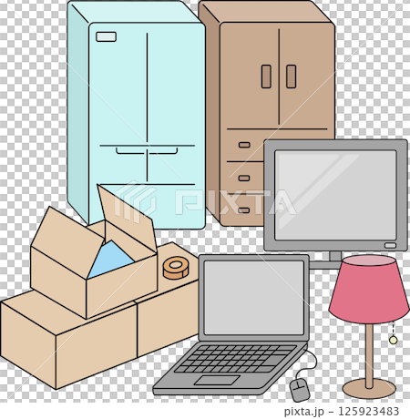Moving, Unwanted Items, Sorting Belongings, Illustration Cut 125923483