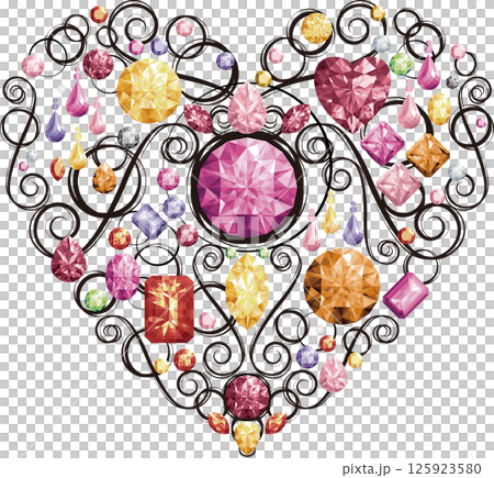Jeweled Heart (warm colors, black lines) Jeweled Heart (warm colors, black lines) 125923580