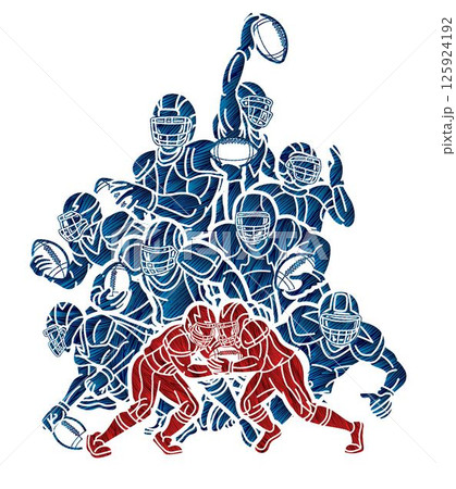 American Football Players Mix Action Graffiti Cartoon Sport Graphic Vector American Football Players Mix Action Graffiti Cartoon Sport Graphic Vector 125924192