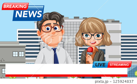 Animated News Broadcast Illustration 125924837