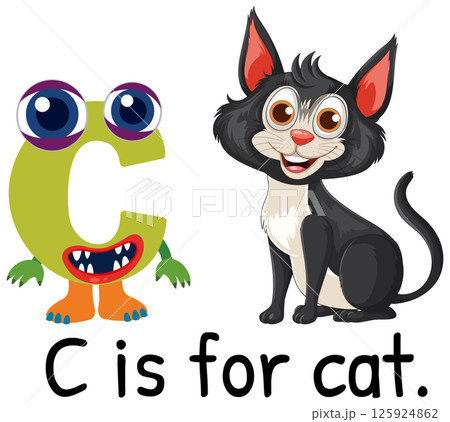 Alphabet Illustration: C is for Cat 125924862
