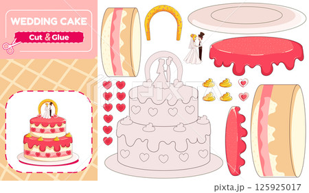 Wedding Cake Paper Model Puzzle Cut and Glue Activity for Kids Wedding Cake Paper Model Puzzle Cut and Glue Activity for Kids 125925017