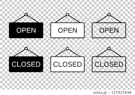 Icon set with opening and closing announcements 125925646
