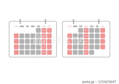 週休三日制を表すカレンダーのイメージイラスト 125925647