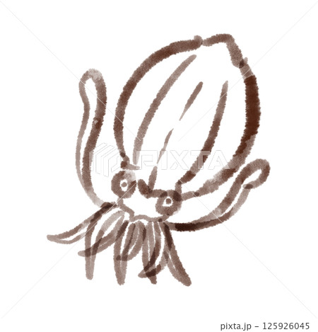 シンプルなアオリイカのイラスト(線画) シンプルなアオリイカのイラスト(線画) 125926045