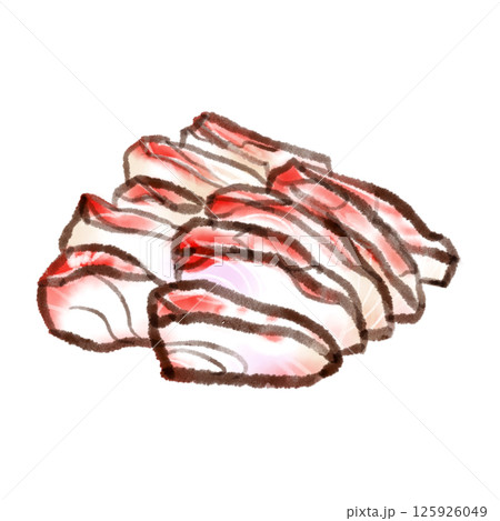 ヒラマサの刺身のイラスト（墨絵風） 125926049