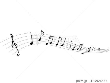 手描きのおしゃれな音符イラスト　 125926557