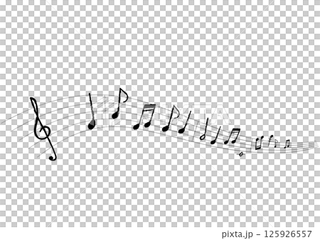 手描きのおしゃれな音符イラスト　 125926557