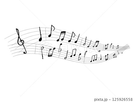手描きのおしゃれな音符イラスト　 125926558