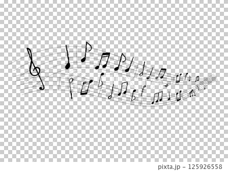 手描きのおしゃれな音符イラスト　 125926558