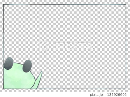 角から顔をだして挨拶するカエルのフレーム 125926693