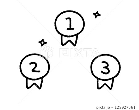 ゆるくてかわいいランキングセット・エンブレム・メダル 125927361