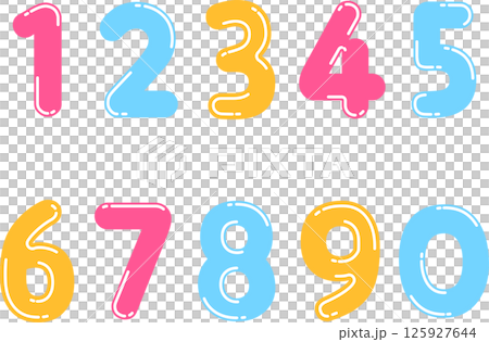 ジェリービーンズ風の数字アイコンセット 125927644