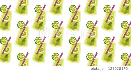 Seamless Lemonade Summer Drink Pattern 125928176