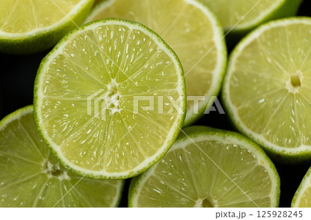 Cut Lime Fruit Showing Pulp and Texture Cut Lime Fruit Showing Pulp and Texture 125928245
