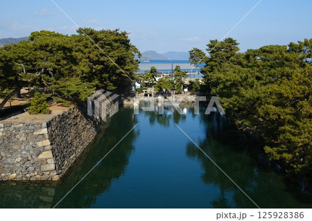 現存する天守台と豊かな緑が織りなす高松城の風景 125928386