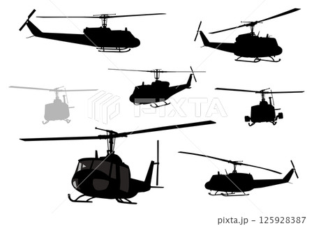 Military helicopters vector silhouettes set 125928387