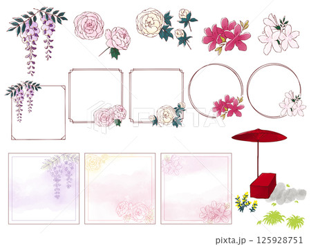 和の花と野点傘 和の花と野点傘 125928751