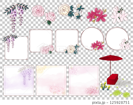 和の花と野点傘 和の花と野点傘 125928751