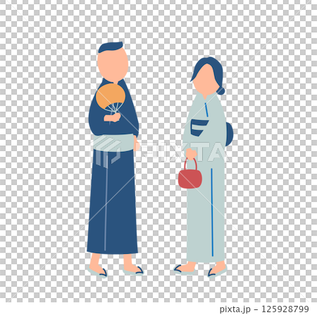 一對夫婦穿著浴衣的插圖 125928799