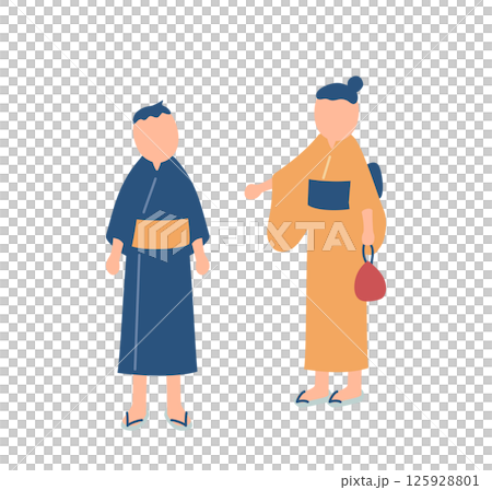 穿yukata的孩子的例證 125928801