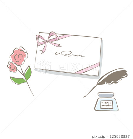 手紙を書くイラスト 手紙を書くイラスト 125928827