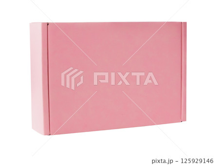 Mockup pink cardboard box isolated on white background Mockup pink cardboard box isolated on white background 125929146
