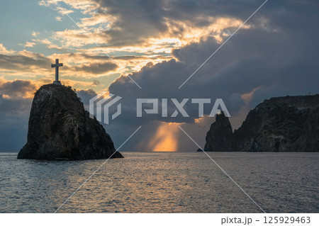 Georges rock at sunset. Crimean Peninsula. Georges rock at sunset. Crimean Peninsula. 125929463