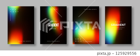 3d glassmorphism glass with iridescent colors on the black. 125929556